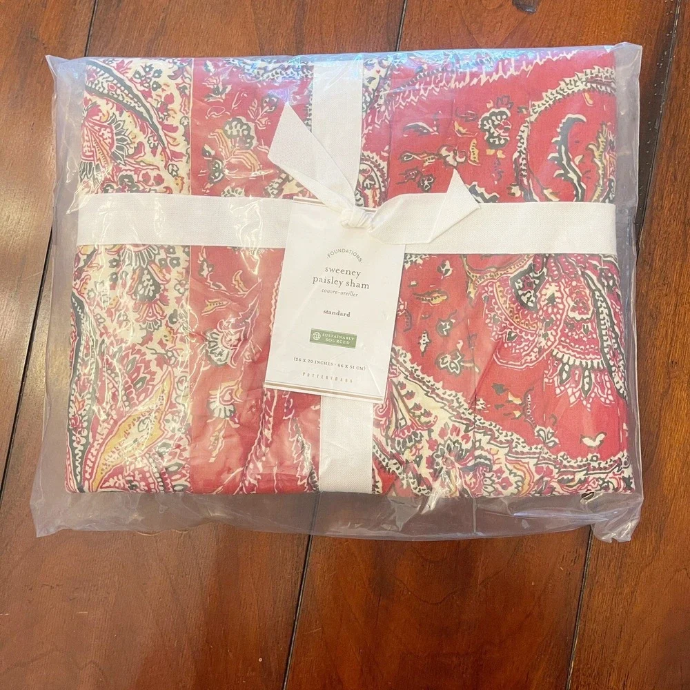 Pottery Barn Sweeney Paisley‎ quilted standard sham multi New pillow red